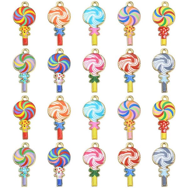 

PandaHall 30Pcs 10 Styles Alloy Enamel Pendants, Golden, Lollipops Charm, Mixed Color, 24x12x2mm, Hole: 1.5mm, 3pcs/style Alloy+Enamel Candy..., Multicolor