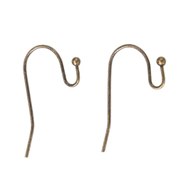 

PandaHall Antique Bronze Brass Hook Ear Wire, Lead Free & Cadmium Free & Nickel Free, about 11mm wide, 22mm long, 0.75mm thick Brass
