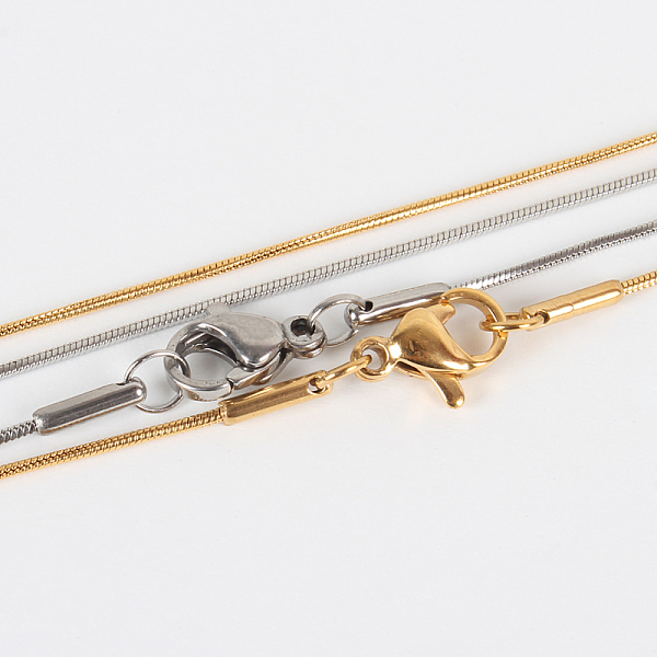 

PandaHall 304 Stainless Steel Snake Chain Necklace Making, with Lobster Claw Clasps, Mixed Color, 17.7 inch(45cm), 1.2mm 304 Stainless Steel