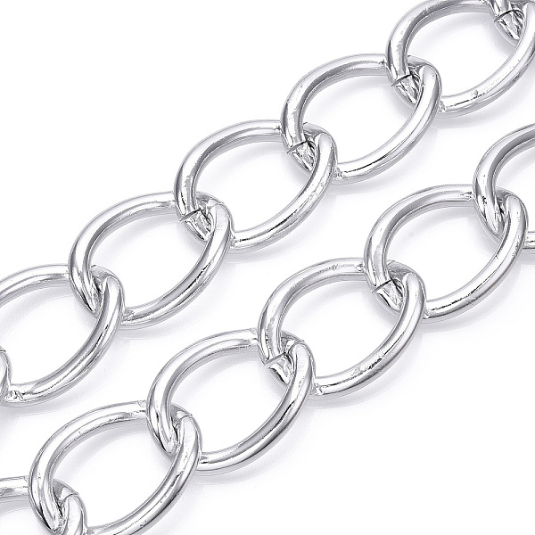 

PandaHall Aluminum Curb Chains, Twist Link Chains, Unwelded, Silver, 45x34x6mm Aluminum