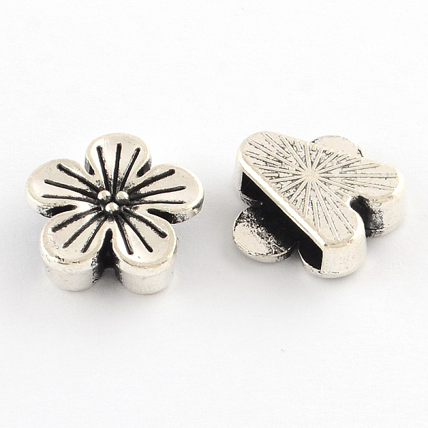 

PandaHall Tibetan Style Flower Alloy Slide Charms, Cadmium Free & Lead Free, Antique Silver, 16x16.5x5mm, Hole: 12x3mm Alloy Flower