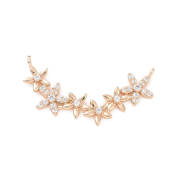 

PandaHall Brass Pave Clear Cubic Zirconia Connector Charms, Frangipani Flower Links, Light Gold, 15x30.5x2.5mm, Hole: 1.2mm Brass+Cubic...