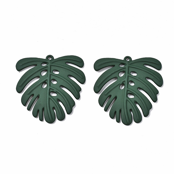 

PandaHall Spray Painted Alloy Pendants, Tropical Leaf Charms, Cadmium Free & Lead Free, Monstera Leaf, Dark Green, 35.5x33x2mm, Hole: 1.2mm...