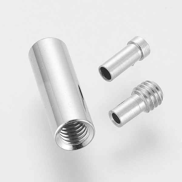 

PandaHall Brass Screw Clasps, for Necklace Making, Platinum Color, about 4mm wide, 12.5mm long, hole: 1mm Brass