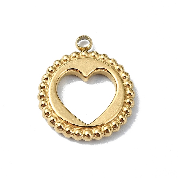 

PandaHall Ion Plating(IP) 304 Stainless Steel Pendants, Real 18K Gold Plated, Flat Round Charm, Heart, 16x13x2mm, Hole: 1.8mm 304 Stainless...