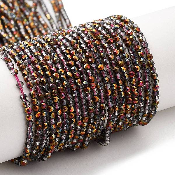 

PandaHall Transparent Electroplate Glass Beads Strands, Half Plated, Faceted Round, Rainbow Plated, 2mm, Hole: 0.7mm, about...