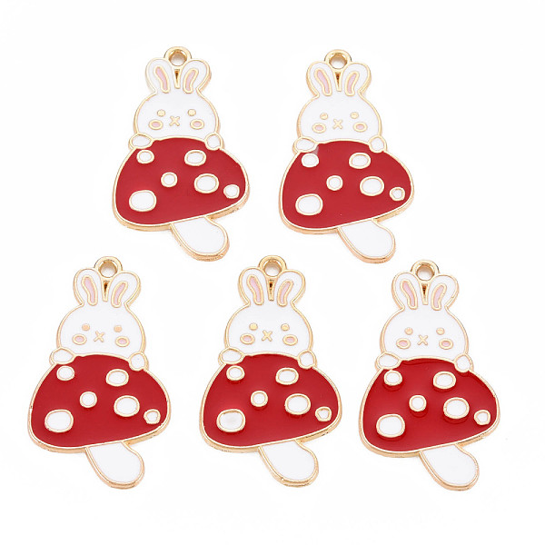

PandaHall Alloy Enamel Pendants, Cadmium Free & Nickel Free & Lead Free, Light Gold, Rabbit, FireBrick, 31.5x18.5x1.5mm, Hole: 1.6mm..., Red