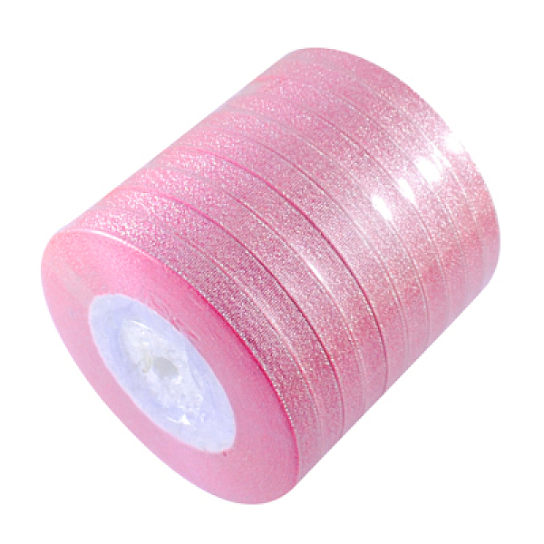 PandaHall Glitter Metallic Ribbon, Sparkle Ribbon, with Silver Metallic Cords, Valentine's Day Gifts Boxes Packages, Hot Pink, 3/8 inch(8mm)...