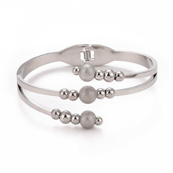 

PandaHall 201 Stainless Steel Ball Beaded Open Bangle, 304 Stainless Steel Jewelry for Women, Stainless Steel Color, Inner Diameter...