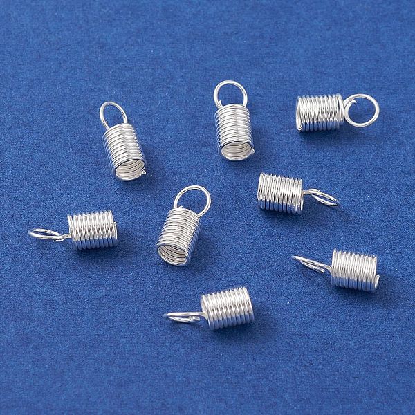 

PandaHall Iron Cord End, Coil Cord End, Silver, 10x4.5mm, Hole: 3.5mm, Inner Diameter: 3.5mm Iron Column