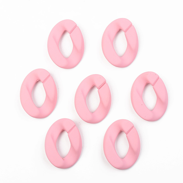 

PandaHall Opaque Spray Painted Acrylic Linking Rings, Quick Link Connectors, for Curb Chains Making, Unwelded, Twist, Pink, 39.5x29.5x7.5mm...