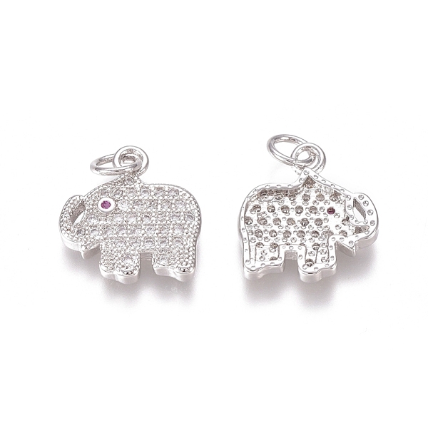 

PandaHall Brass Micro Pave Clear Cubic Zirconia Charms, with Jump Rings, Elephant, Platinum, 13.5x12.5x2mm, Jump Ring: 4.5x0.7mm, Inner...
