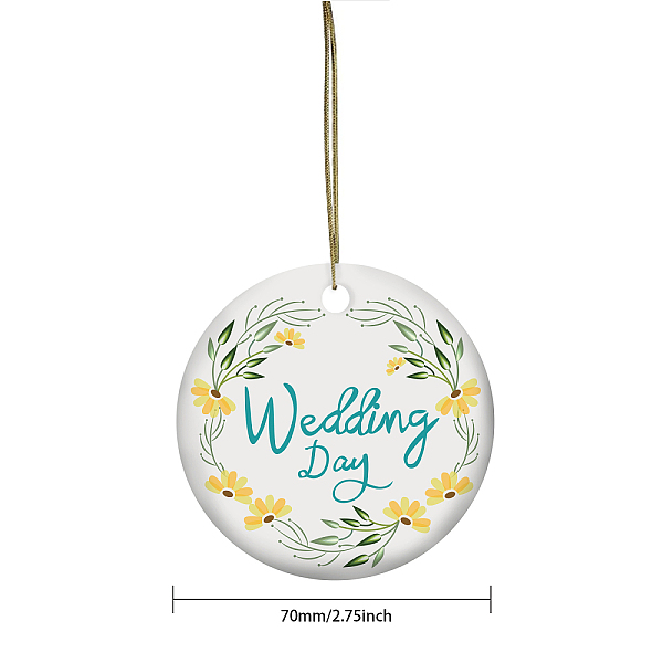 

PandaHall Handmade Porcelain Pendants, Flat Round Word Happy Wedding Day, Pale Goldenrod, 75x2mm Porcelain Flat Round