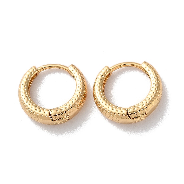 

PandaHall Texture Rings Brass Hoop Earrings for Women, Real 18K Gold Plated, 13x4mm Brass Ring