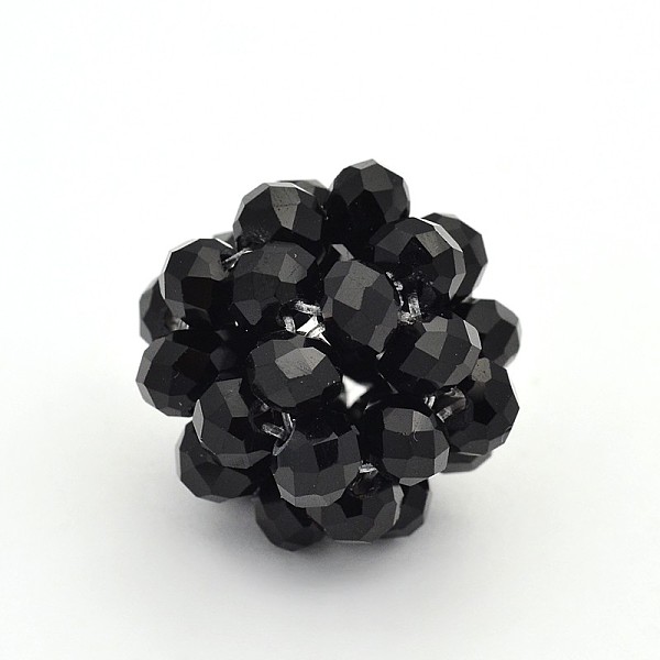 

PandaHall Glass Crystal Round Woven Beads, Cluster Beads, Black, 27mm, Beads: 8mm Glass Round Black