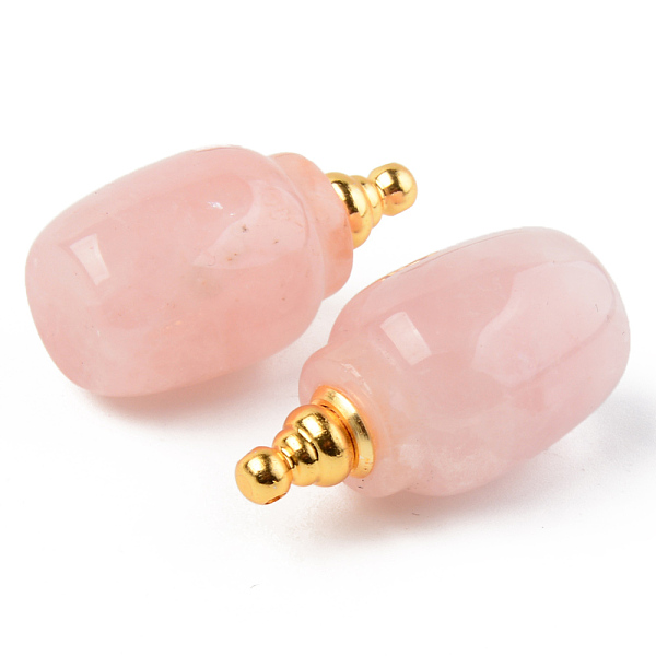 

PandaHall Natural Gemstone Openable Perfume Bottle Pendants, with Brass Findings, 35.5x19mm, Hole: 1.6mm, Capacity: 1ml(0.03 fl. oz) Rose...