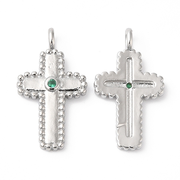 

PandaHall Rack Plating Brass Micro Pave Cubic Zirconia Pendants, Long-Lasting Plated, Lead Free & Cadmium Free, Cross, Platinum...