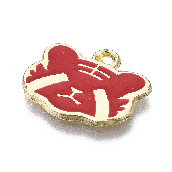 

PandaHall Alloy Pendants, with Enamel, Tiger, Cadmium Free & Lead Free, Red, 14.5x17x1mm, Hole: 1.6mm Alloy Tiger Red