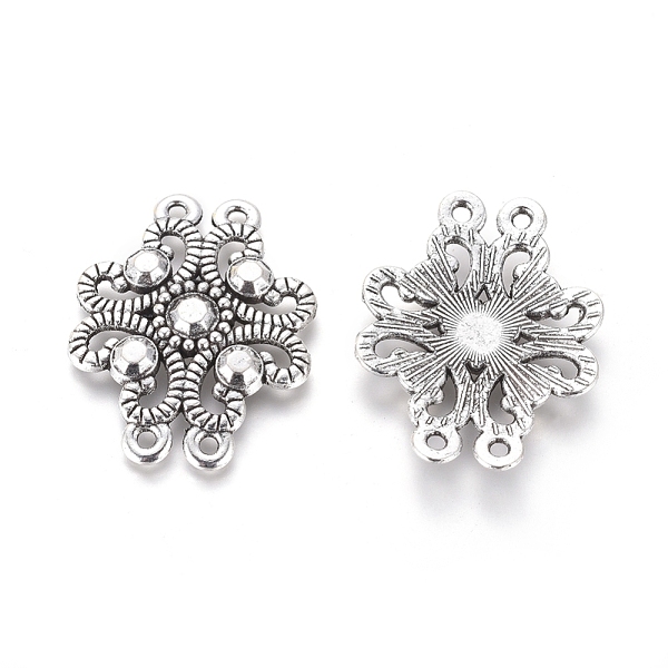 

PandaHall Tibetan Style Alloy Multi-strand Links, Flower, Antique Silver, 24.5x32x3mm, Hole: 1.5mm Alloy Flower