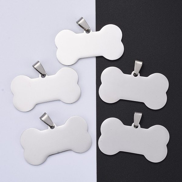 

PandaHall 304 Stainless Steel Pendants, Manual Polishing, Stamping Blank Tag, Dog Bone, Stainless Steel Color, 22x40x1.8mm, Hole: 8.5mm 304...
