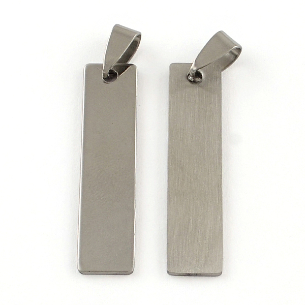 

PandaHall 201 Stainless Steel Rectangle Stamping Blank Tag Pendants, with Snap on Bails Clasps, One Side Polishing, Stainless Steel Color...