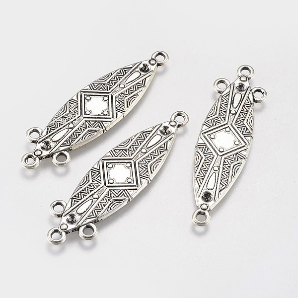PandaHall Tibetan Style Connector Rhinestone Settings, Lead Free and Cadmium Free, Oval, Antique Silver, 11.5mm wide, 44.5mm long, 1.5mm...
