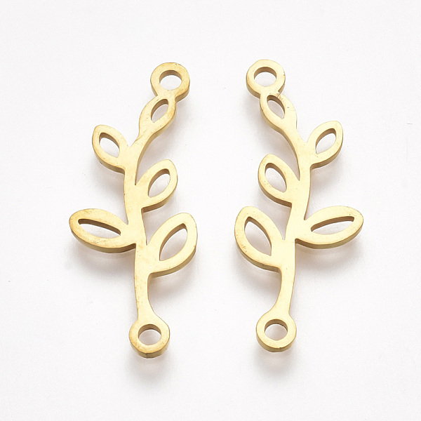 

PandaHall 201 Stainless Steel Links connectors, Laser Cut Links, Branch with Leaf, Golden, 25x10x1mm, Hole: 1.5mm 201 Stainless Steel Branch