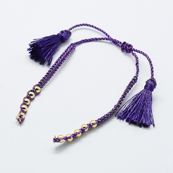 

PandaHall Braided Nylon Cord for DIY Bracelet Making, with 304 Stainless Steel Findings, Indigo, 6 inch~6-3/4 inch(150~170mm)x1~5x1~2mm..., Purple