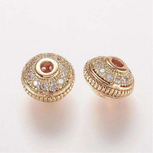 

PandaHall Brass Micro Pave Cubic Zirconia Beads, Rondelle, Golden, 7x5mm, Hole: 1mm Brass+Cubic Zirconia Rondelle