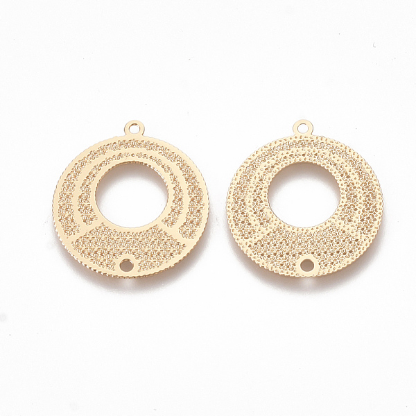 

PandaHall Brass Links connectors, Etched Metal Embellishments, Donut, Light Gold, 20x18x0.3mm, Hole: 1.2mm and 1.5mm Brass Donut