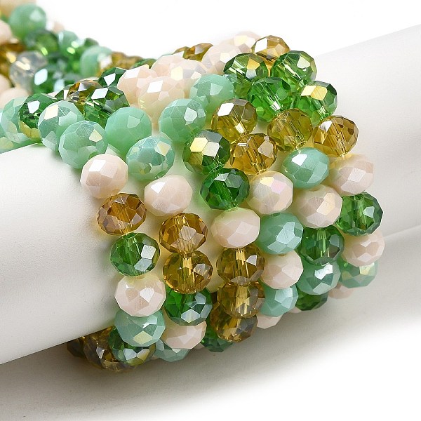 

PandaHall Glass Beads Strands, Faceted, Rondelle, Medium Sea Green, 8x6mm, Hole: 1mm, about 65~68pcs/strand, 15.7~16.1 inch(40~41cm) Glass...