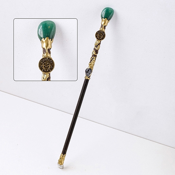 

PandaHall Natural Green Aventurine Twelve Constellation Magic Wand, Cosplay Magic Wand, for Witches and Wizards, Gemini, 300mm Green...