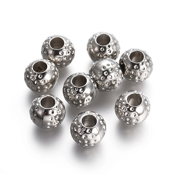 

PandaHall CCB Plastic Beads, Large Hole Round Beads, Platinum, 14x12mm, Hole: 6mm Plastic Round
