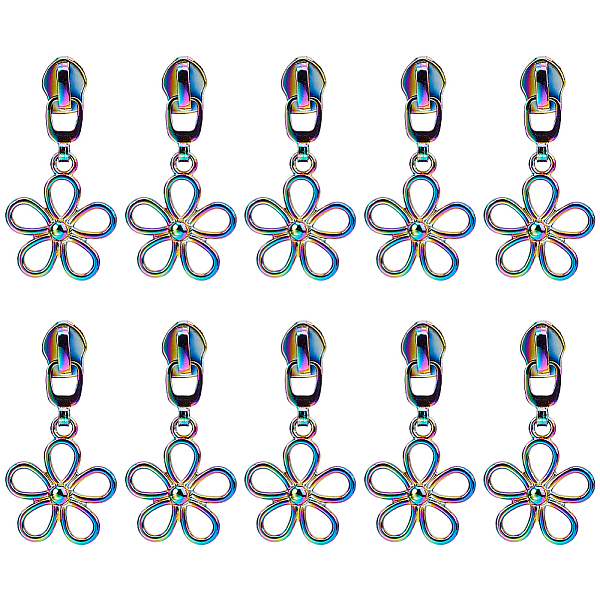 

PandaHall Gorgecraft 14Pcs Flower #5 Zinc Alloy Replacement Zipper Sliders, for Luggage Suitcase Backpack Jacket Bags Coat, Rainbow Color...