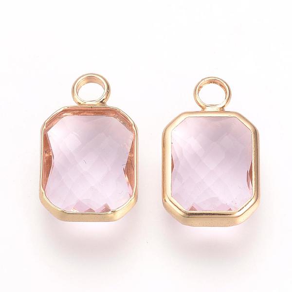 

PandaHall Glass Pendants, with Brass Findings, Faceted, Octagon, Plum, 14x8.5x3.5mm, Hole: 2mm Brass+Glass Octagon Purple