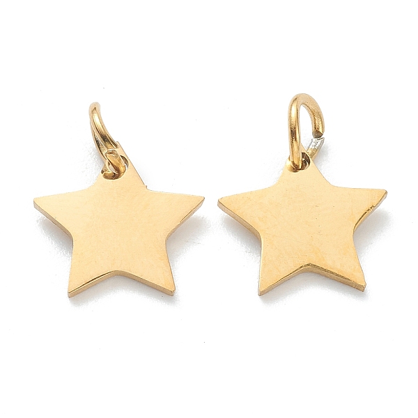 

PandaHall (Defective Closeout Sale:Scratched Surface)304 Stainless Steel Charms, with Jump Ring, Star, Golden, 10x10.5x1mm, Hole: 3mm 304...
