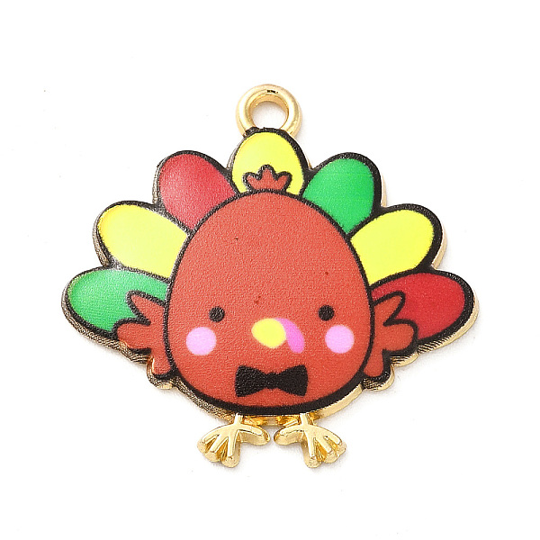 

PandaHall Cute Printed Alloy Pendants, Light Gold, Cadmium Free & Nickel Free & Lead Free, Turkey Charm, FireBrick, 26x26x2mm, Hole: 2mm..., Red
