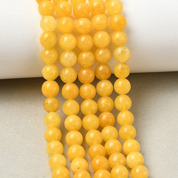Naturels teints en blanc perles de jade brins