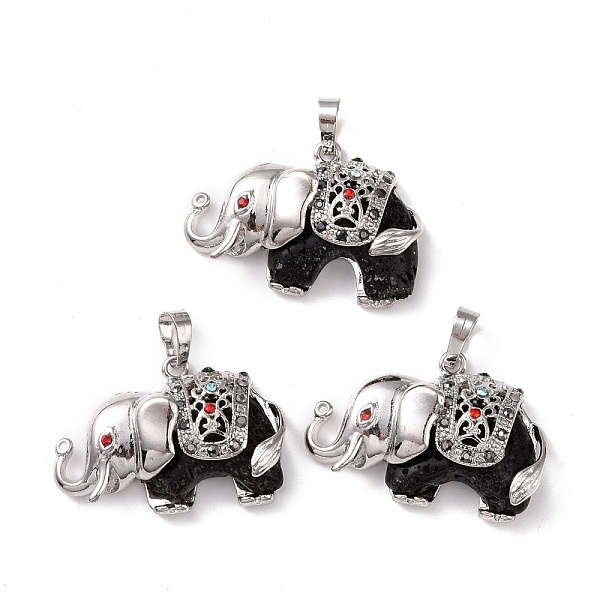 

PandaHall Natural Lava Rock Pendants, with Rhinestone and Brass Findings, Elephant, Platinum, 25.5x36.5x10mm, Hole: 5x8mm Lava Rock Elephant