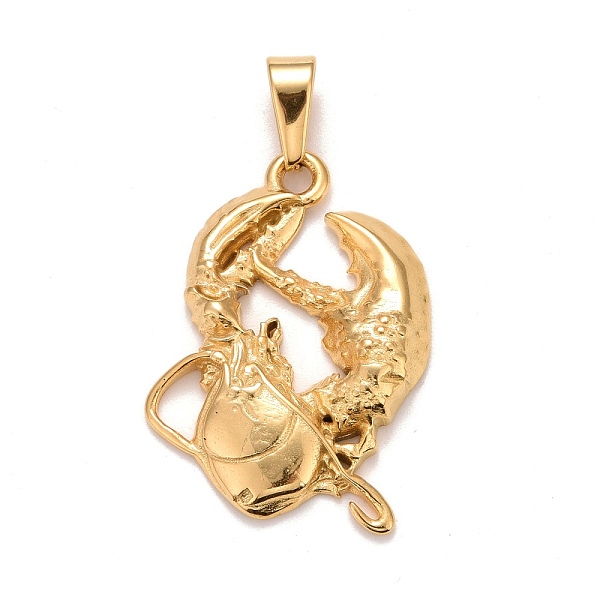 

PandaHall Ion Plating(IP) 304 Stainless Steel Pendants, Textured, Constellation/Zodiac Sign, Cancer, 36.5x27x4.7mm, Hole: 10x4.5mm 304...
