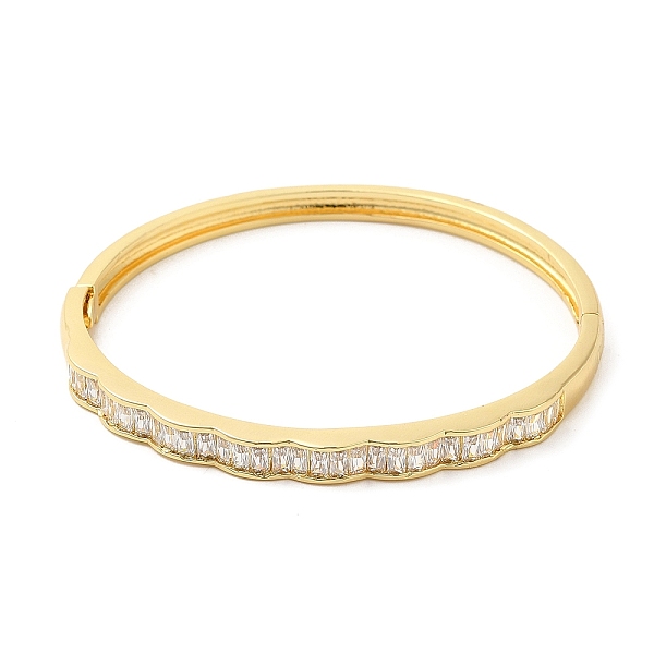 

PandaHall Rack Plating Brass Cubic Zirconia Bangles for Women, Cadmium Free & Lead Free, Real 18K Gold Plated, Inner Diameter: 2-1/4 inch..., Clear