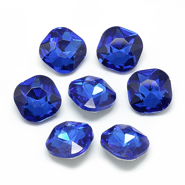 

PandaHall Pointed Back Glass Rhinestone Cabochons, Faceted, Back Plated, Square, Cornflower Blue, 12x12x5mm Glass Rhinestone Square Blue