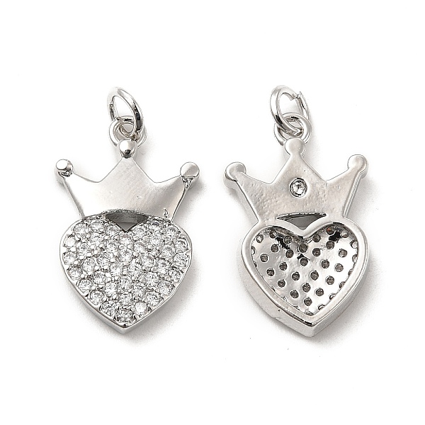 

PandaHall Brass Micro Pave Clear Cubic Zirconia Pendants, with Jump Ring, Heart with Crown Charm, Platinum, 20.5x13x3mm, Hole: 3.5mm...