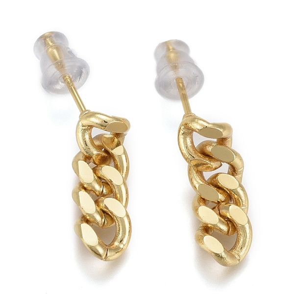 

PandaHall Brass Curb Chain Dangle Stud Earrings, Faceted, with Plastic Ear Nuts, Long-Lasting Plated, Real 18K Gold Plated, 18x6mm, Pin: 1mm...