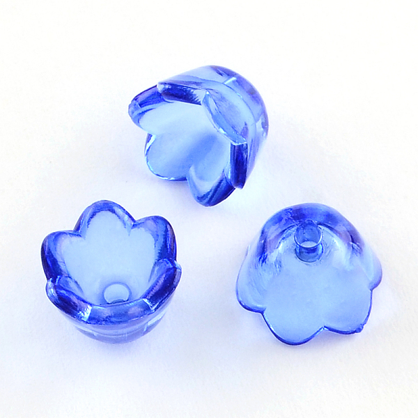 

PandaHall Transparent Acrylic Beads, Flower, Dyed, Lt.Blue, about 10mm wide, 6mm thick, hole:1.5mm, about1900pcs/500g Acrylic Blue