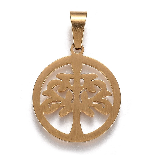 

PandaHall 304 Stainless Steel Pendants, Ring with Tree of Life, Golden, 29x25x2mm, Hole: 10x5mm 304 Stainless Steel Tree