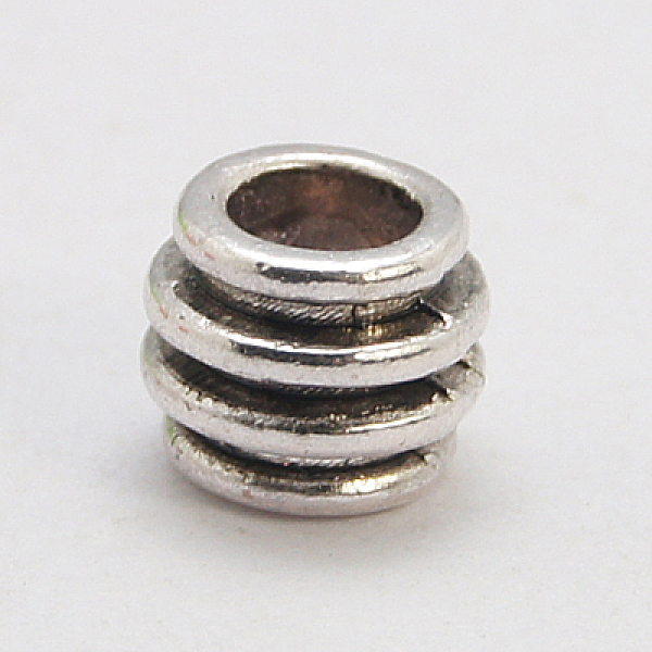 

PandaHall European Silver Beads, Barrel, Lead Free & Cadmium Free & Nickel Free, Antique Silver Color, 6x8x4mm Alloy Rondelle
