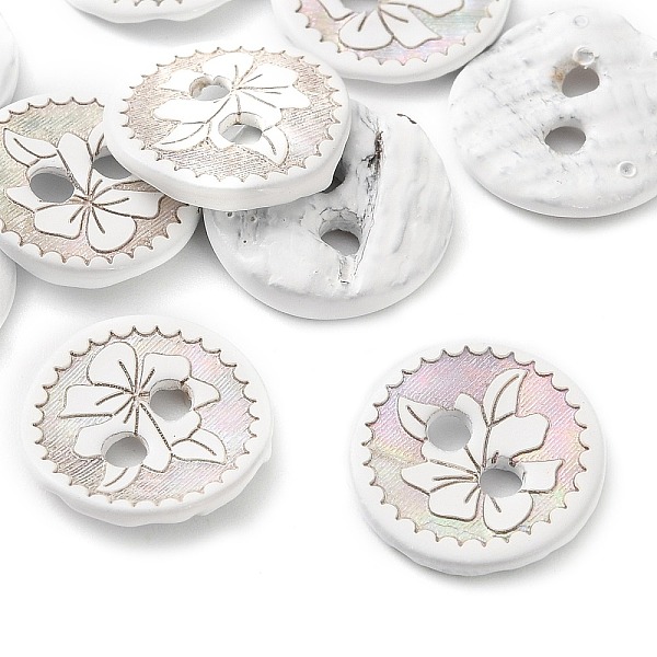 Laser Flower Pattern Natural Abalone Shell/Paua Shell Buttons