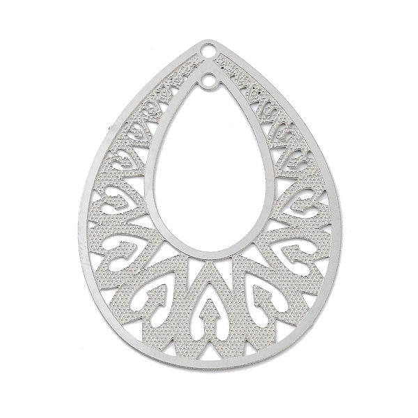 

PandaHall 304 Stainless Steel Connector Charms, Teardrop Links, Etched Metal Embellishments, Stainless Steel Color, 36x26x0.3mm, Hole: 1.4mm...