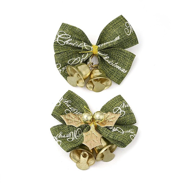 

PandaHall Christmas Polyester Bowknot Ornament Accessories, with Iron Bell, PVC Findings, Golden, Green, 47~48x52x13.5mm Polyester Bowknot...